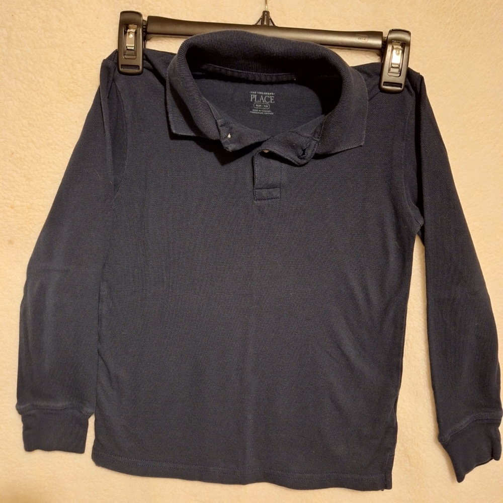 Boys long sleeve dark blue school uniform shirt